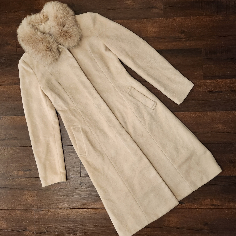 Cream coat beige long winter coat XS-S